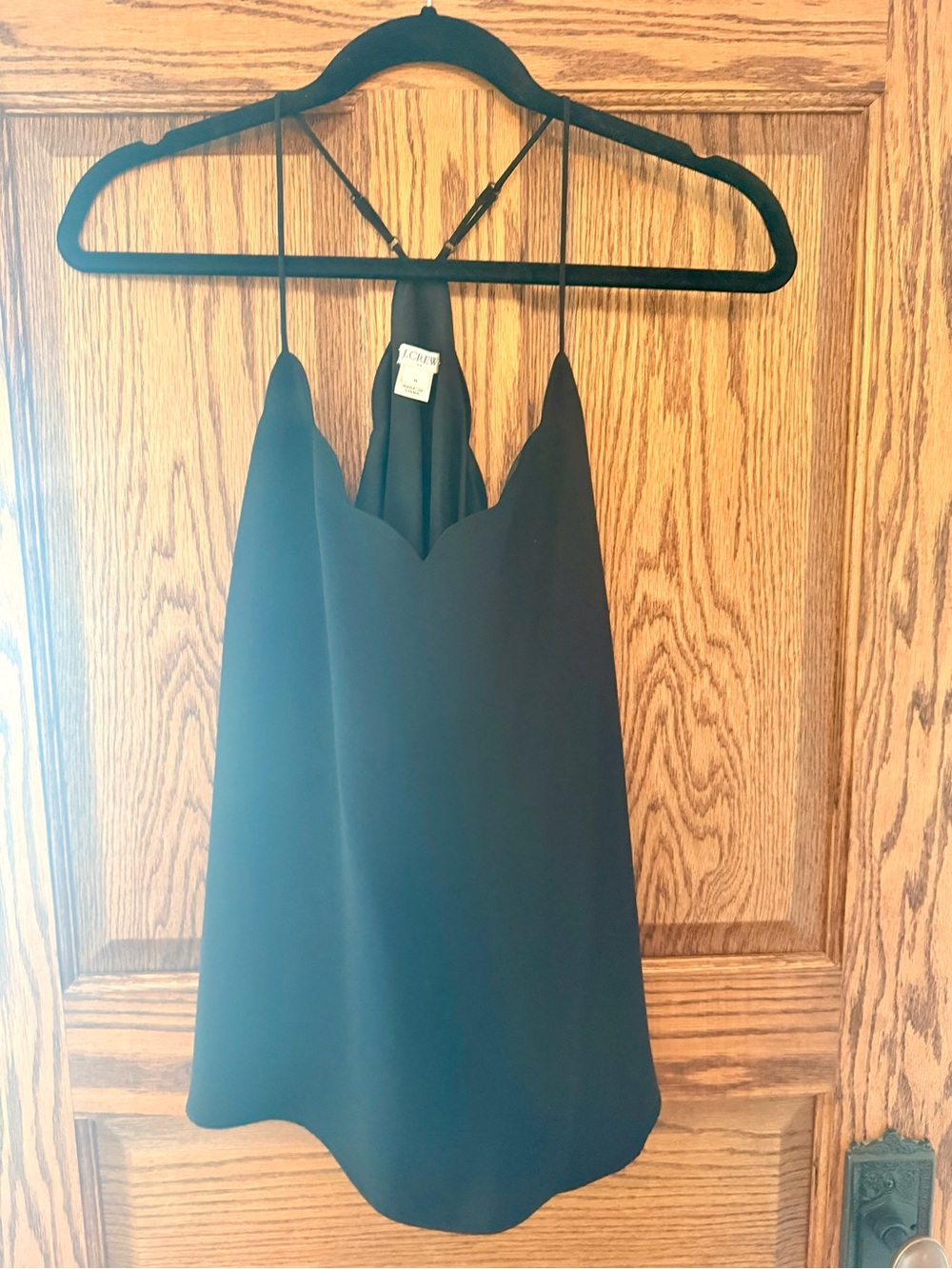 J. Crew Factory Black Scallop Halter Cami, size 6